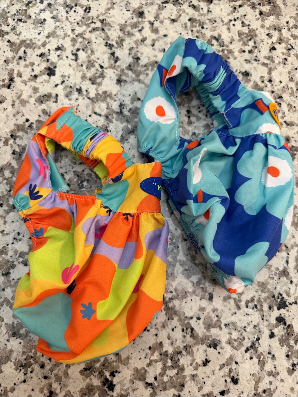 Bright Floral Scrunchie Pet Dress Set - Blue & Multicolor. XS